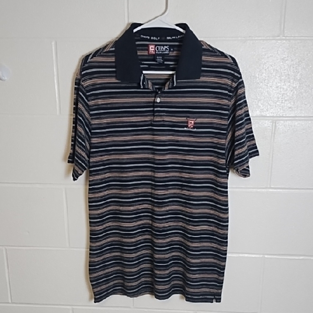 Ralph Lauren Dark Navy Stripe Cotton Golf Polo Shirt Classic Design